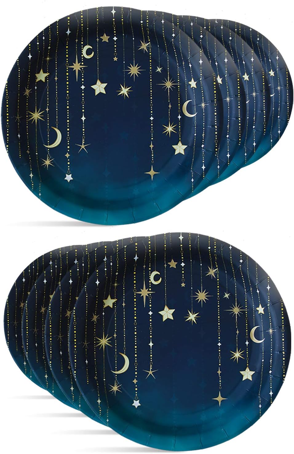 Starry Night Large Round Paper Plates, Party Tableware Supplies