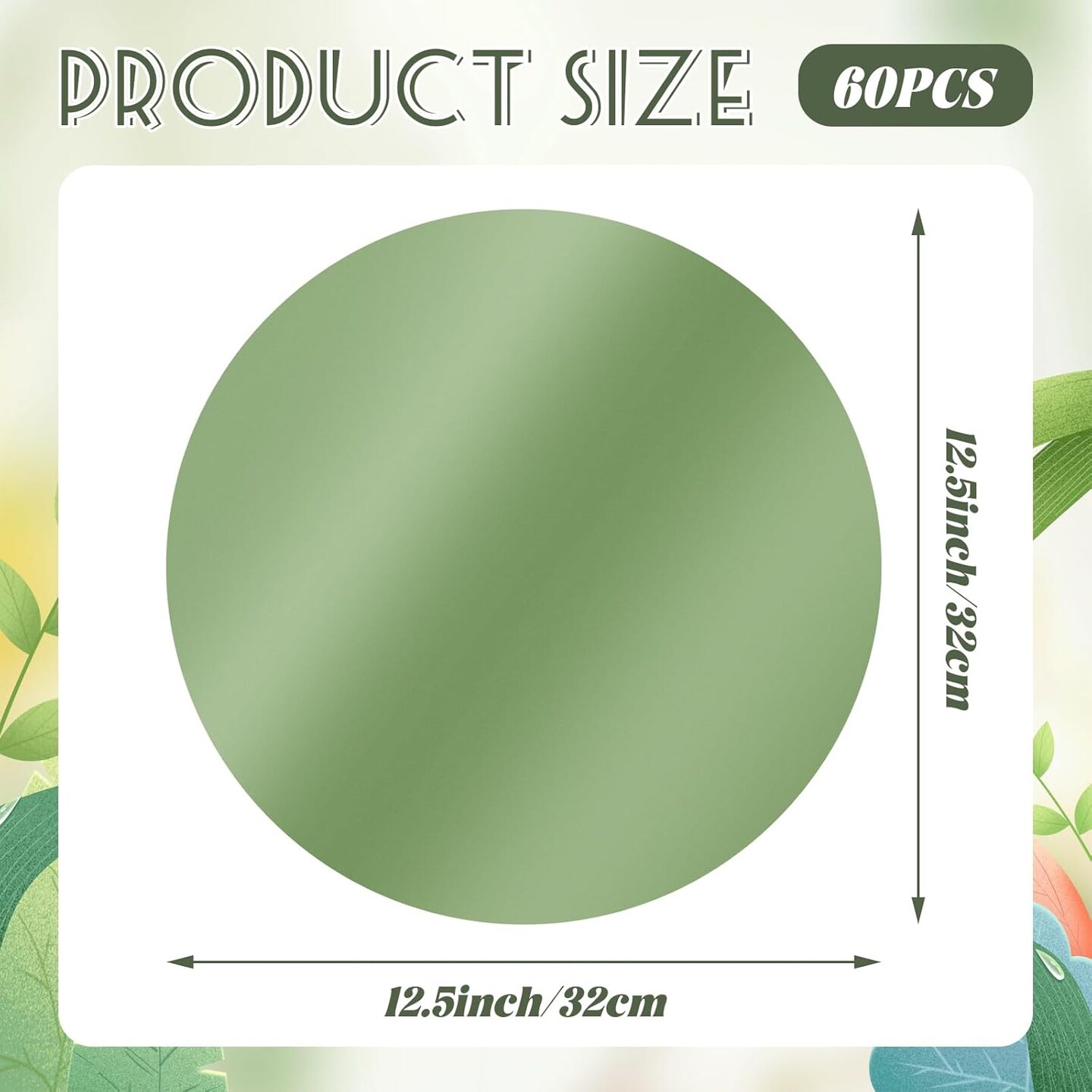 60PCS Sage Green Paper Chargers for Dinner Plates,12.5&#x22; Disposable Decorative Table Mats,Sage Green Round Paper Charger Placemats for Dining Table Wedding Birthday Banquet Party