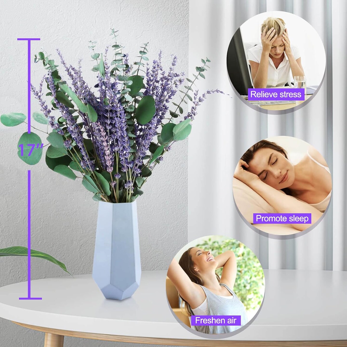 80 PCS Large Dried Preserved Eucalyptus Stems &#x26; Lavender Flowers Bundle for Shower, 17&#x27;&#x27; Real Fresh Hanging Silver Dollar Leaves, Aromatic Self-Care Shower Plants, Natural Fragrance, Home Decor