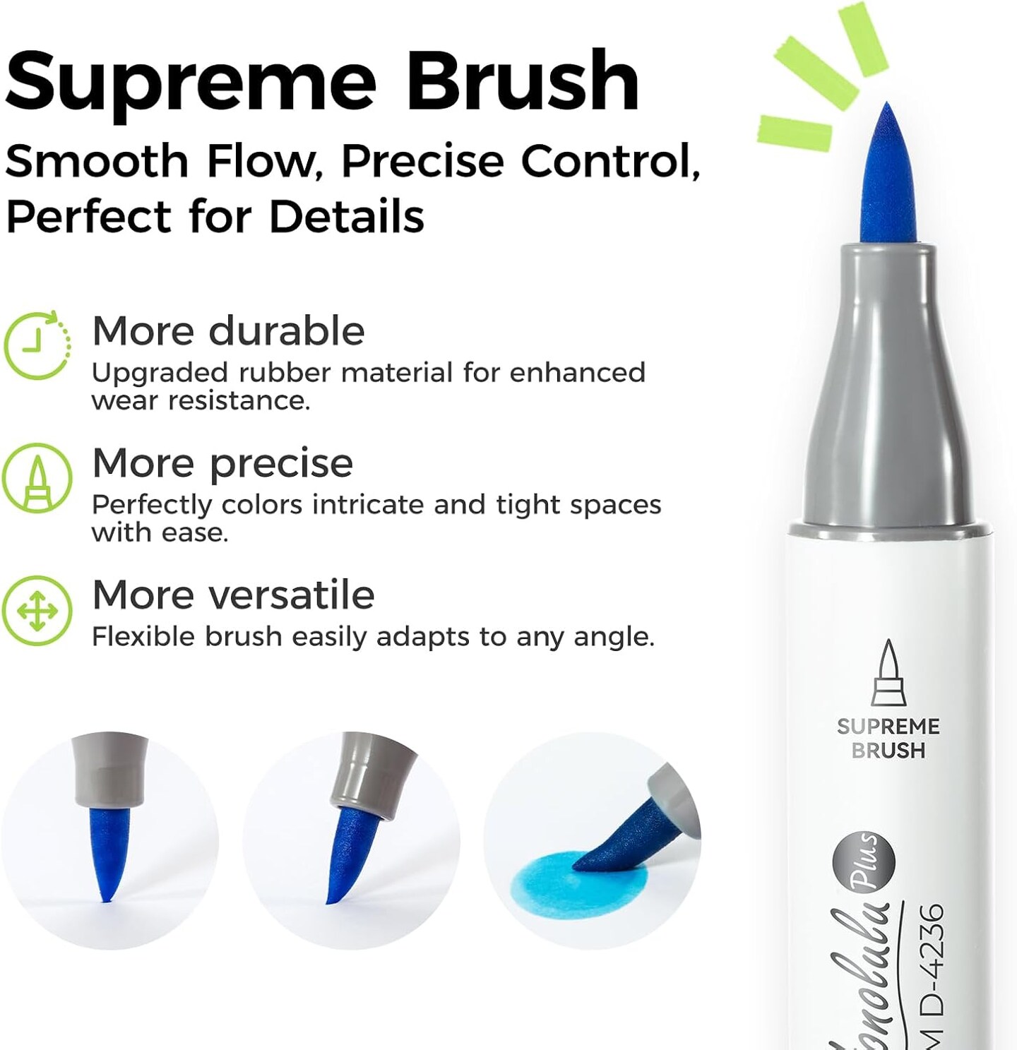 Ohuhu Alcohol Markers Supreme Brush Tip: 24-Color Brush &#x26; Chisel Double Tipped Art Marker Set for Artist Adults Coloring Illustrations -Honolulu Plus-Refillable