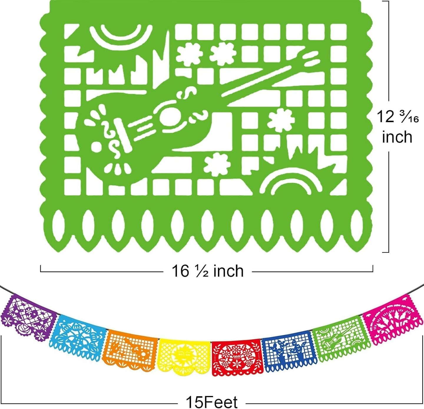 6PCS Mexican Party Banners, Cinco De Mayo Decoration Fiesta Party Decoration, Mexican Themed Party Decor 5 De Mayo Banner Plastic Papel Picado, Mexico Birthday Party Supplies -12 Patterns/90FT