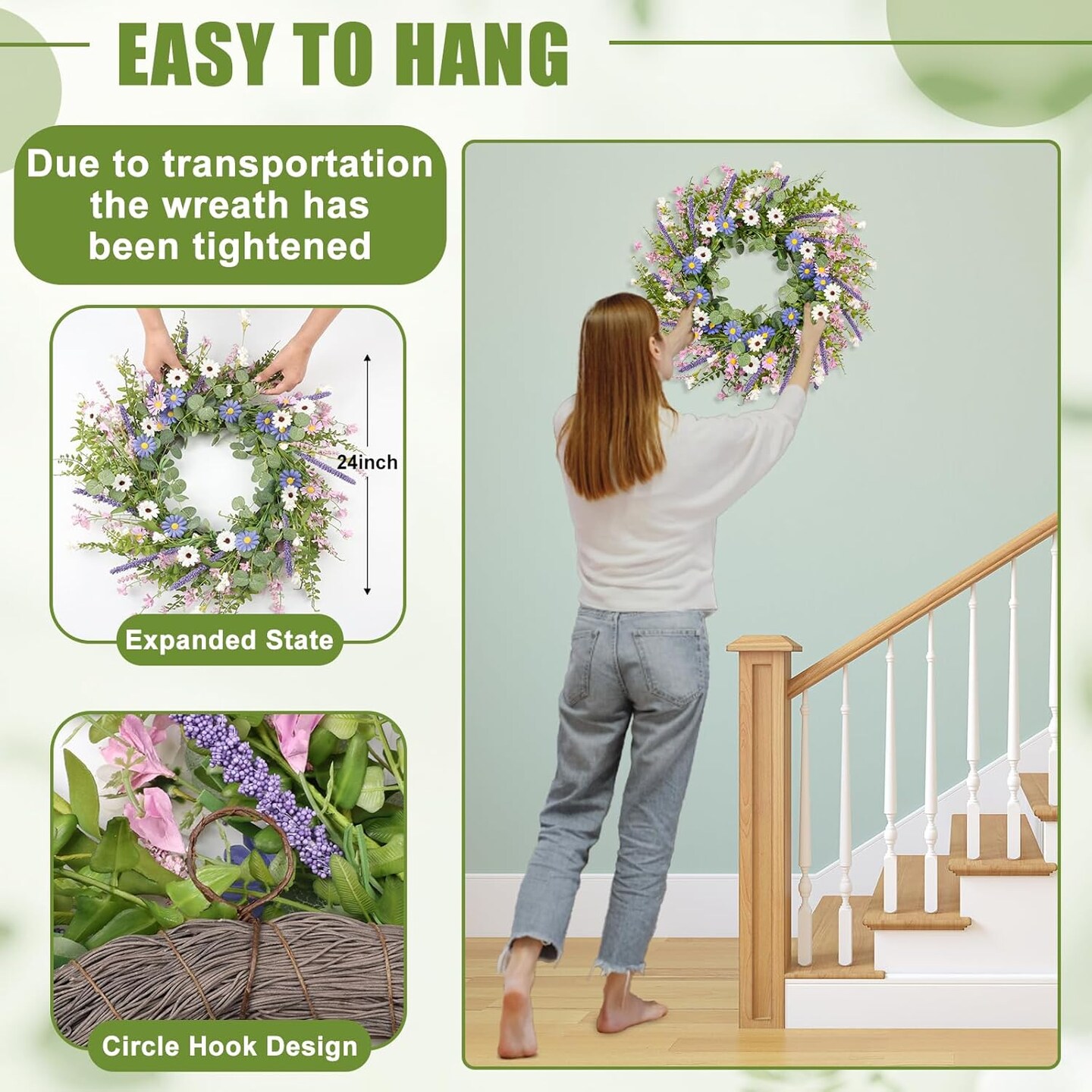 24 Inch Spring Wreaths for Front Door
