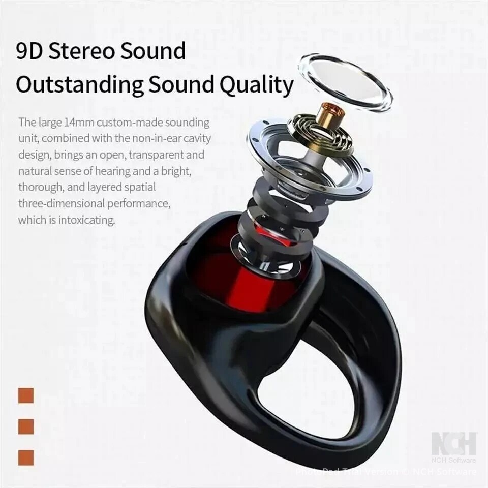 JS270 True Wireless Headphones Black Conduction Waterproof Open Earpieces