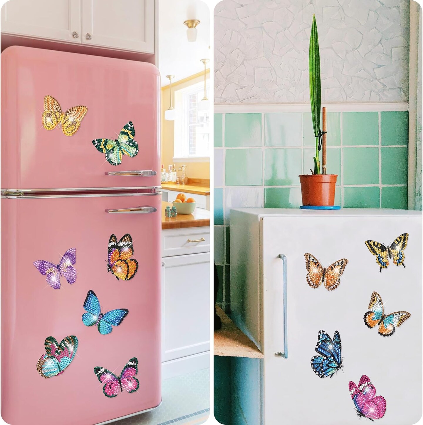 12 Pcs Diamond Painting Kits, Butterfly Diamond Art Refrigerator Magnets, Diamond Art Kits for Adults, Fridge Magnet Diamond Art Kits, DIY Crafts Kits for Adults