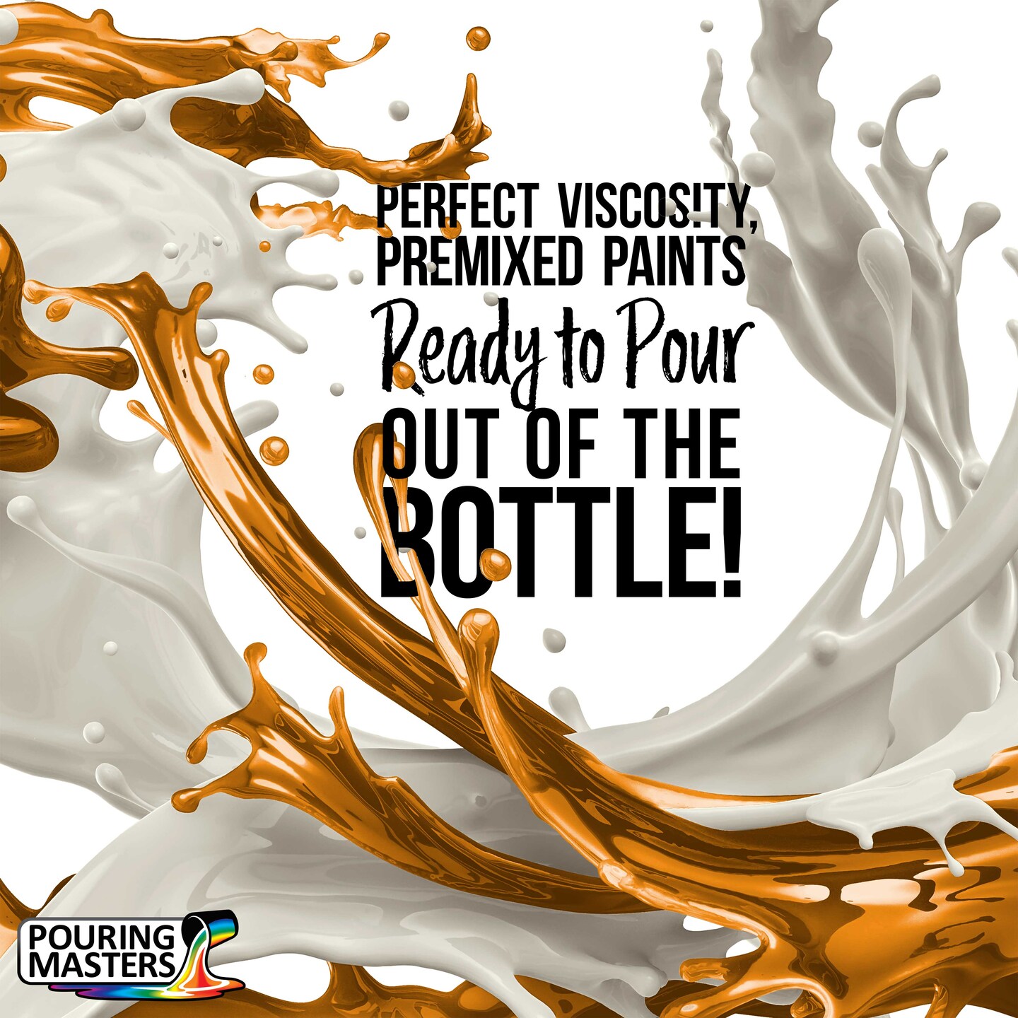 18 Color Metallic Ready to Pour Acrylic Pouring Paint Set, 2oz Bottles, Acrylic Paint Pour Supplies - Silicone Oil &#x26; Gloss Medium, Premium Pre-Mixed High Flow 8-Ounce Bottles