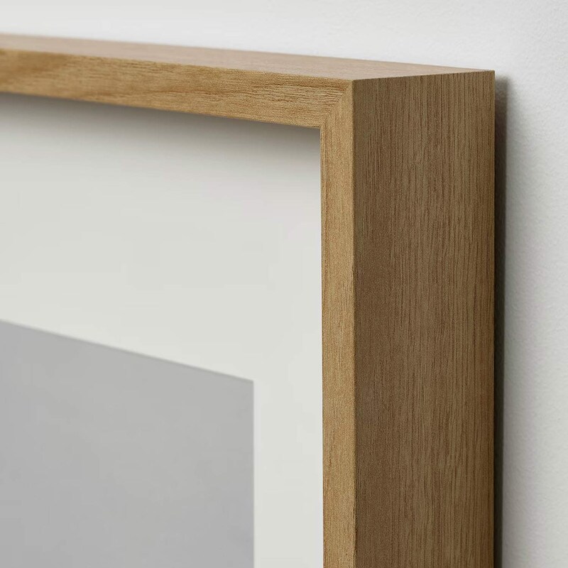 9¾x9¾" Oak Effect Frame with Mount Hang or Stand Deep Frame No-Nail Hanging