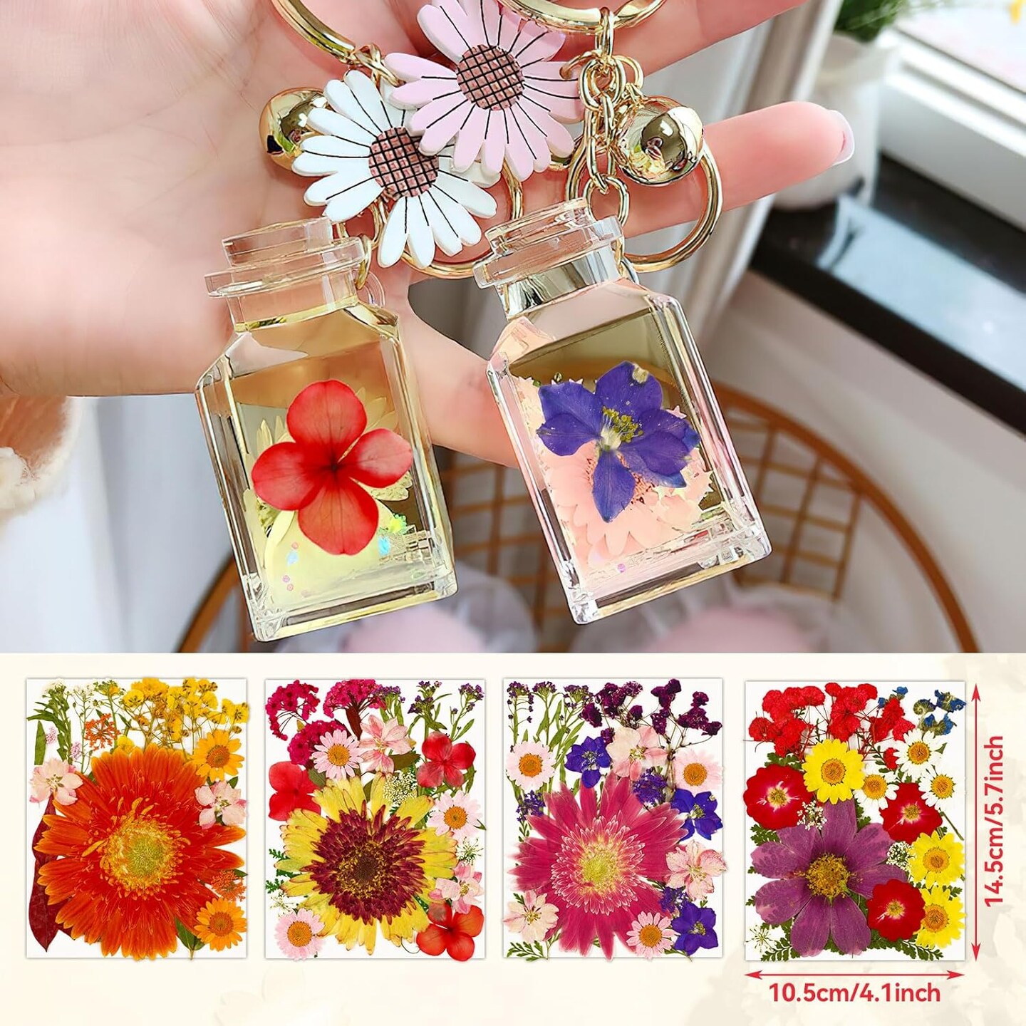 Pressed Dried Flowers, 92Pcs Real Natural Dried Flowers for Resin Molds Big Colorful Dry Pressed Floral