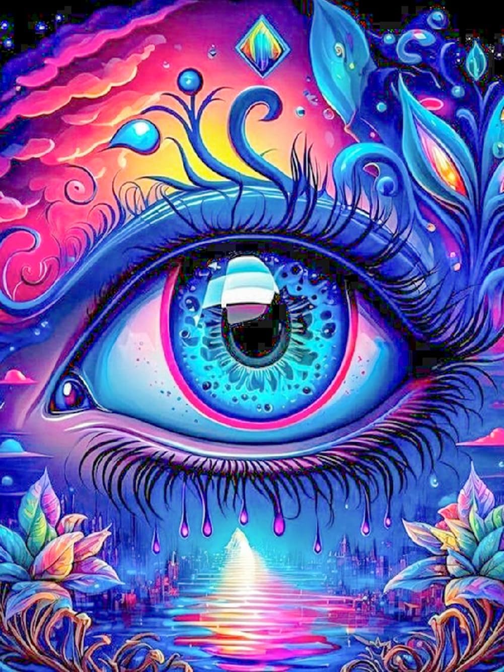 5D Diamond Painting Kits for Adults, Colorful Eye DIY Diamond Painting Full Drill, Abstract Diamond Art Kits for Adults Beginners, Gem Art Painting for Home Wall Decor 12X16in