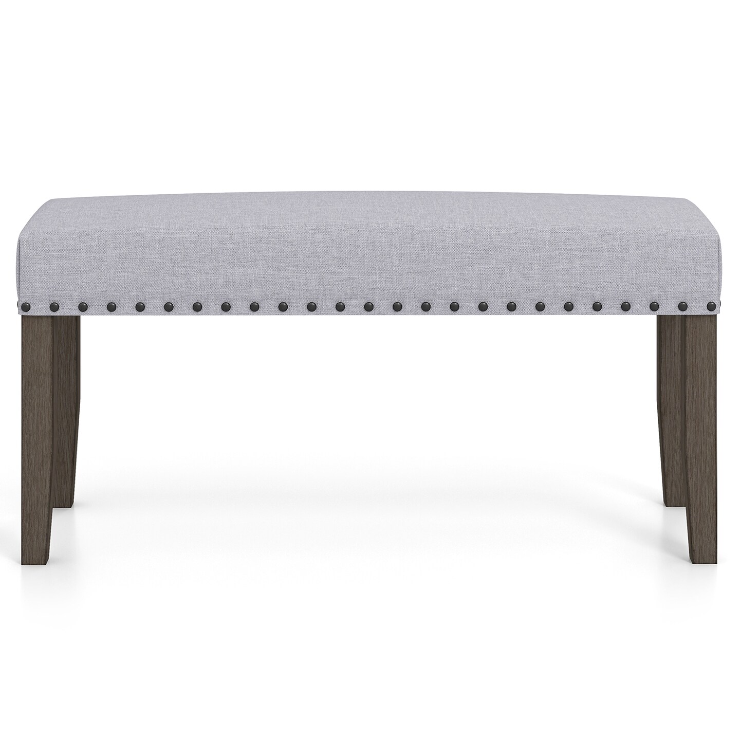 42.5 Inch Grey Upholstered Entryway End of Bed Bench with Padded Seat and Wooden 4 Legs