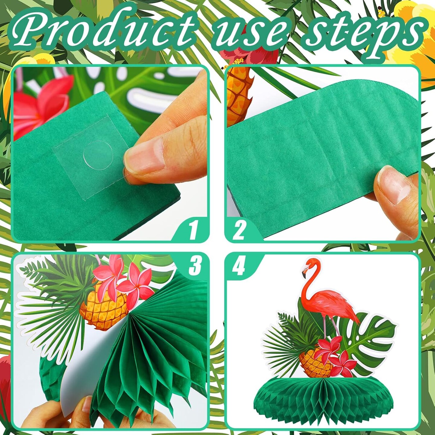 9 Pcs Hawaiian Luau Aloha Party Decorations Summer Tropical Honeycomb Centerpieces Table Topper Flamingo Pineapple Palm Tree Table Centerpieces