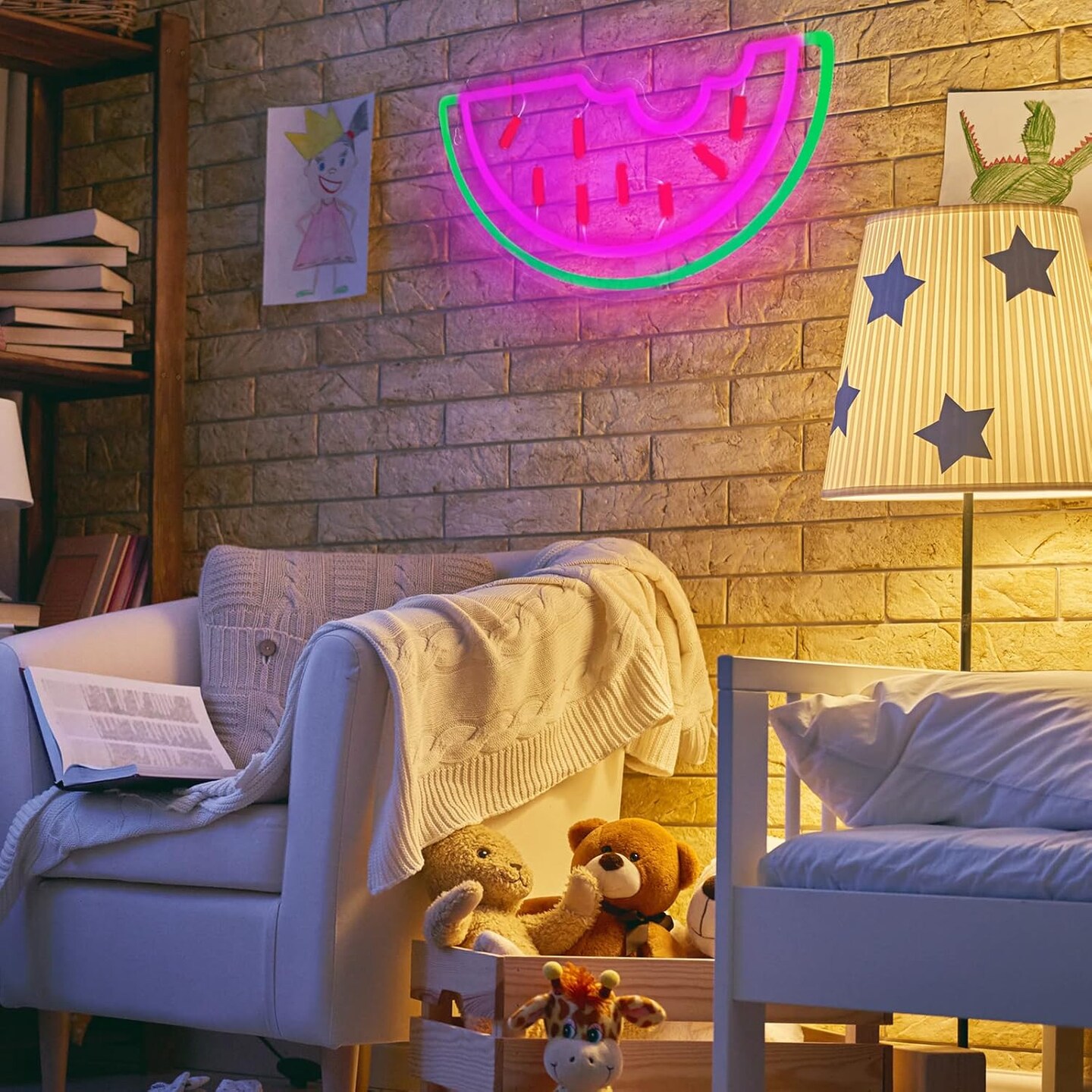 Summer Watermelon Neon Sign USB Operated Acrylic LED Neon Light Fruit Art Decorative LED Light Signs for Home Bedroom Bar Birthday Party Wedding Office Lounge Patio