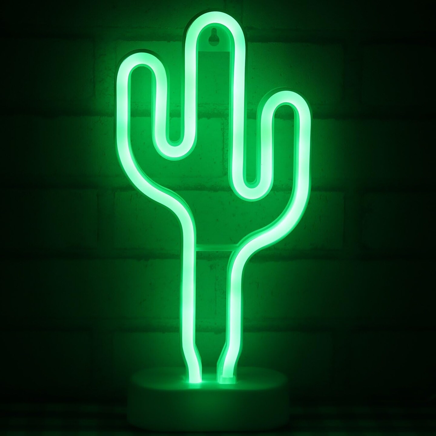 Summer Tropical Cactus Neon Light &#x2013; Summer LED Wall Decor, USB or Battery Powered Night Light for Bedrooms, Kids&#x2019; Rooms, and Beach Party Vibes