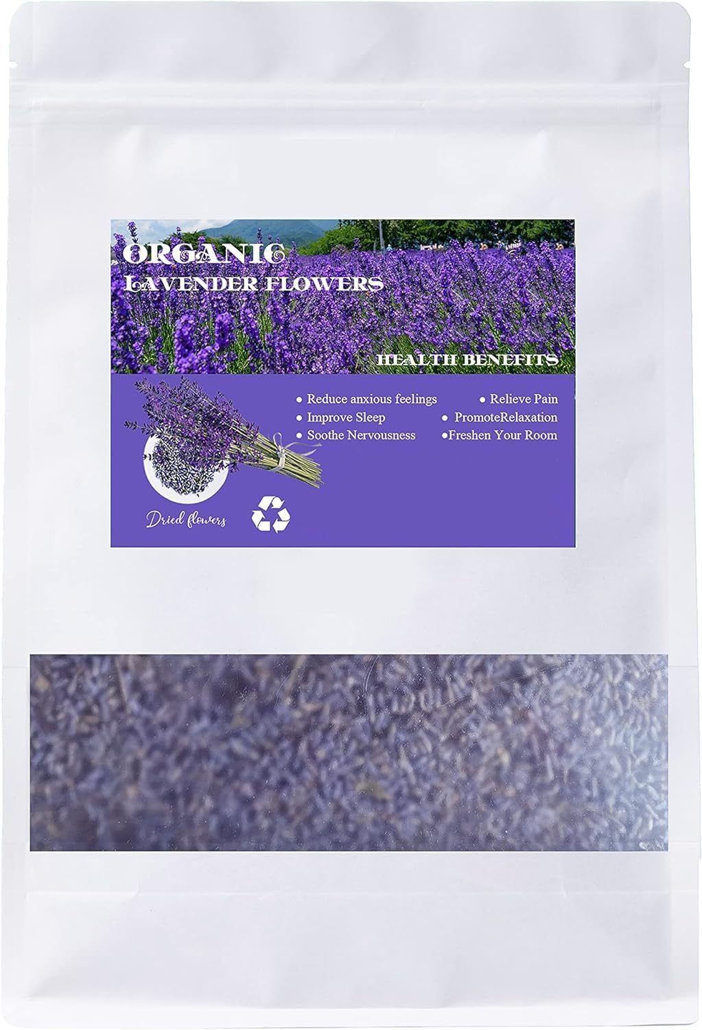 Dried Lavender Flowers, Food Grade Lavender, Dried Lavender for Tea, Baking, Baths, Wedding Decoration, Fresh Fragrance 4 Ounces Reasealable Kraft Bag