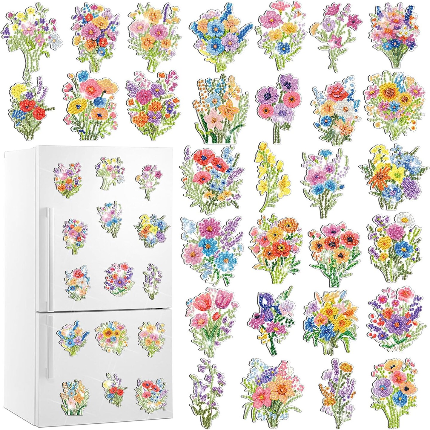 30 Pcs Wildflower Diamond Painting Magnet kits