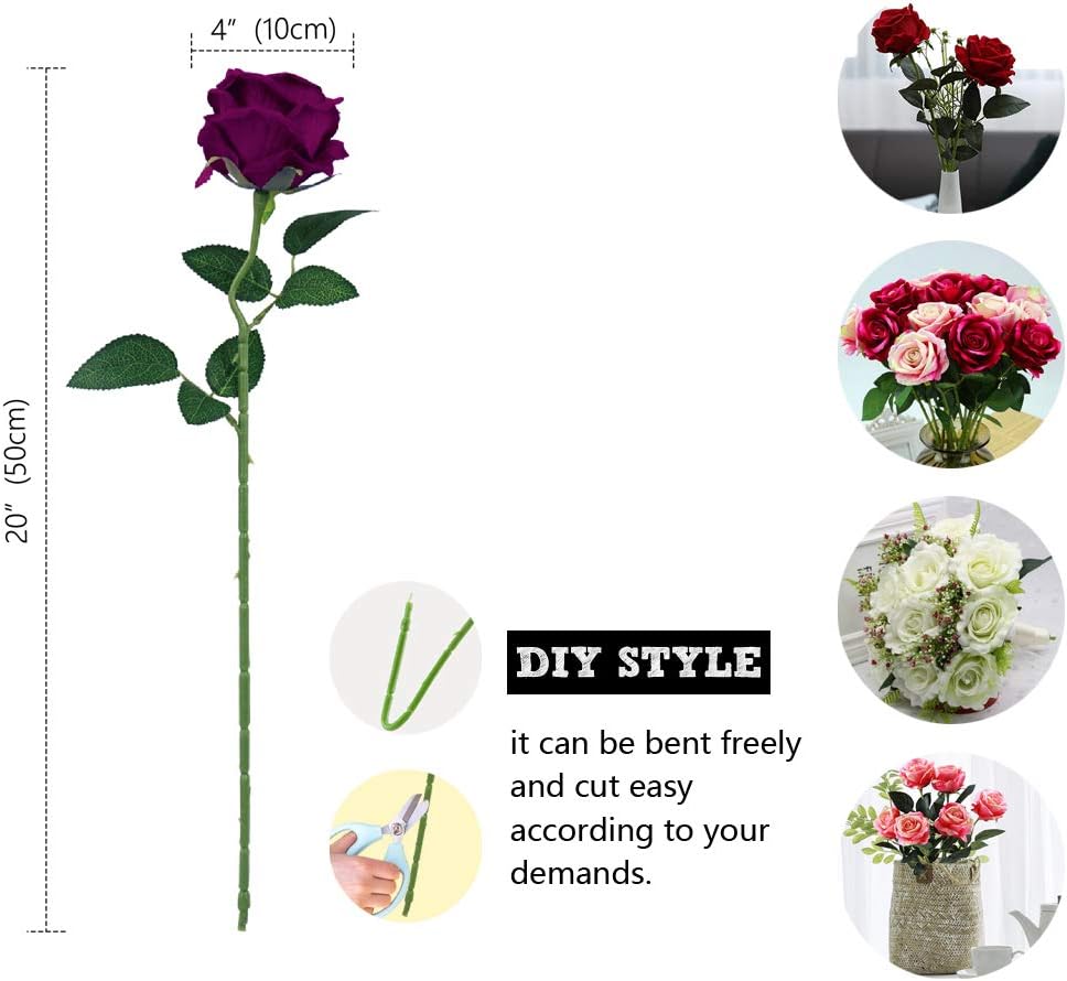 10pcs Purple Artificial Rose Flower Bouquet