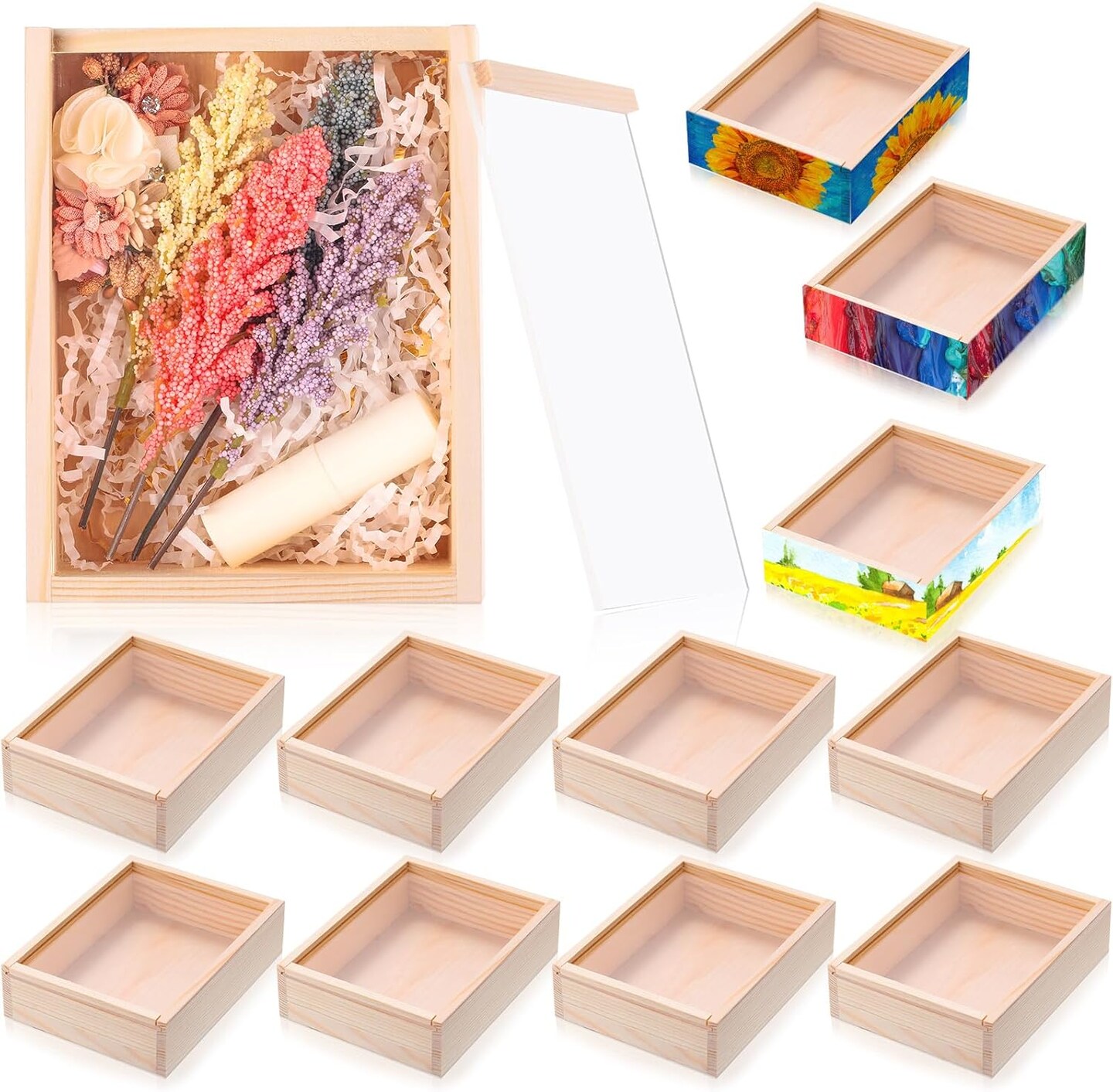6.3 x 4.9 x 1.8 Inch Small Rectangle Crates Wooden Box