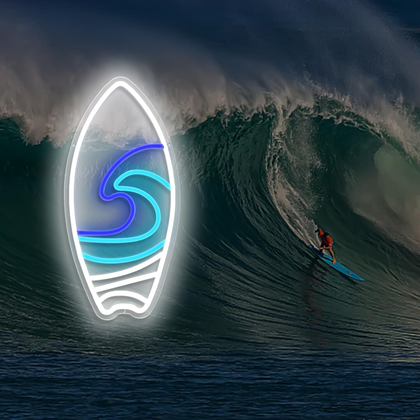 Summer Surfboard Neon Sign, Dimmable LED Signs, Surfer Light Up Signs for Wall, Neon Lights Signs for Bedroom, Kids Boys Room, Man Cave Beach Neon Wall Lights Decor