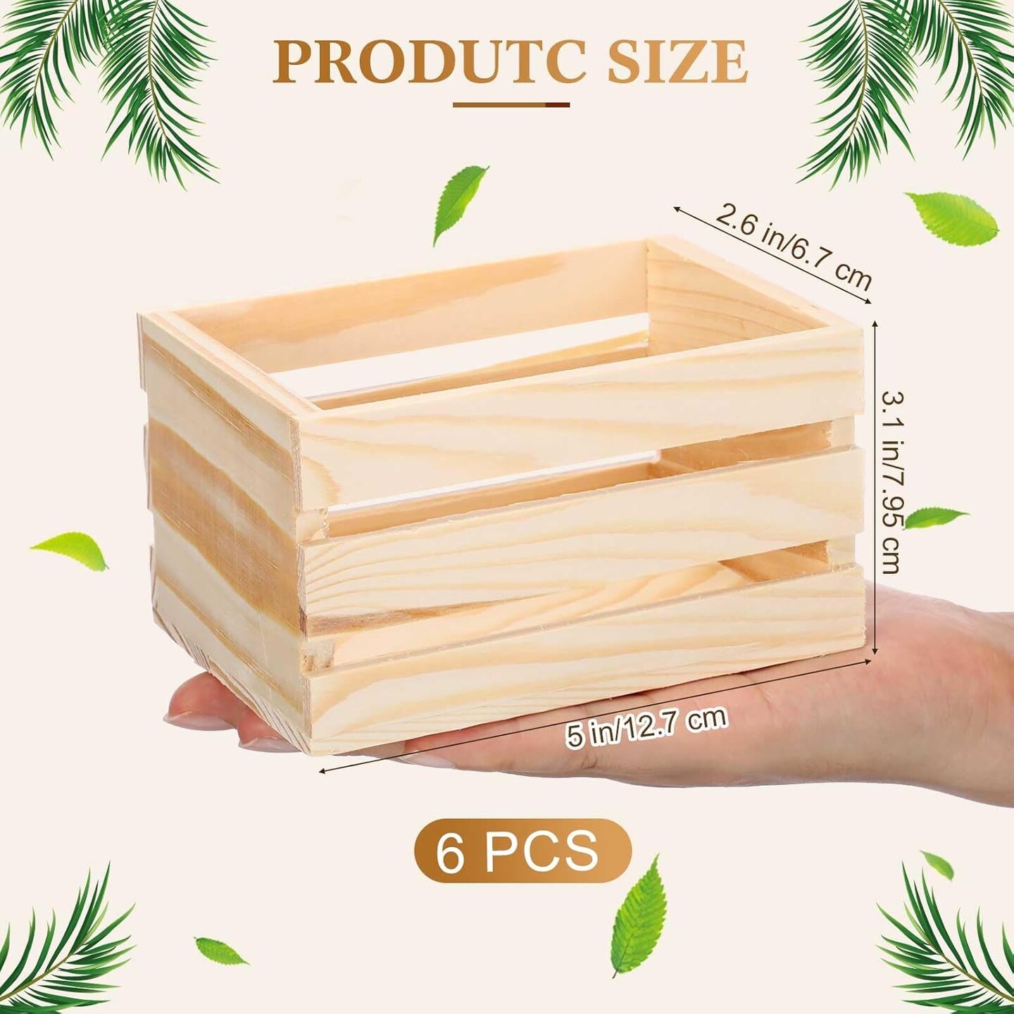 12 Pcs Decorative Wood Crates Nesting Storage Container