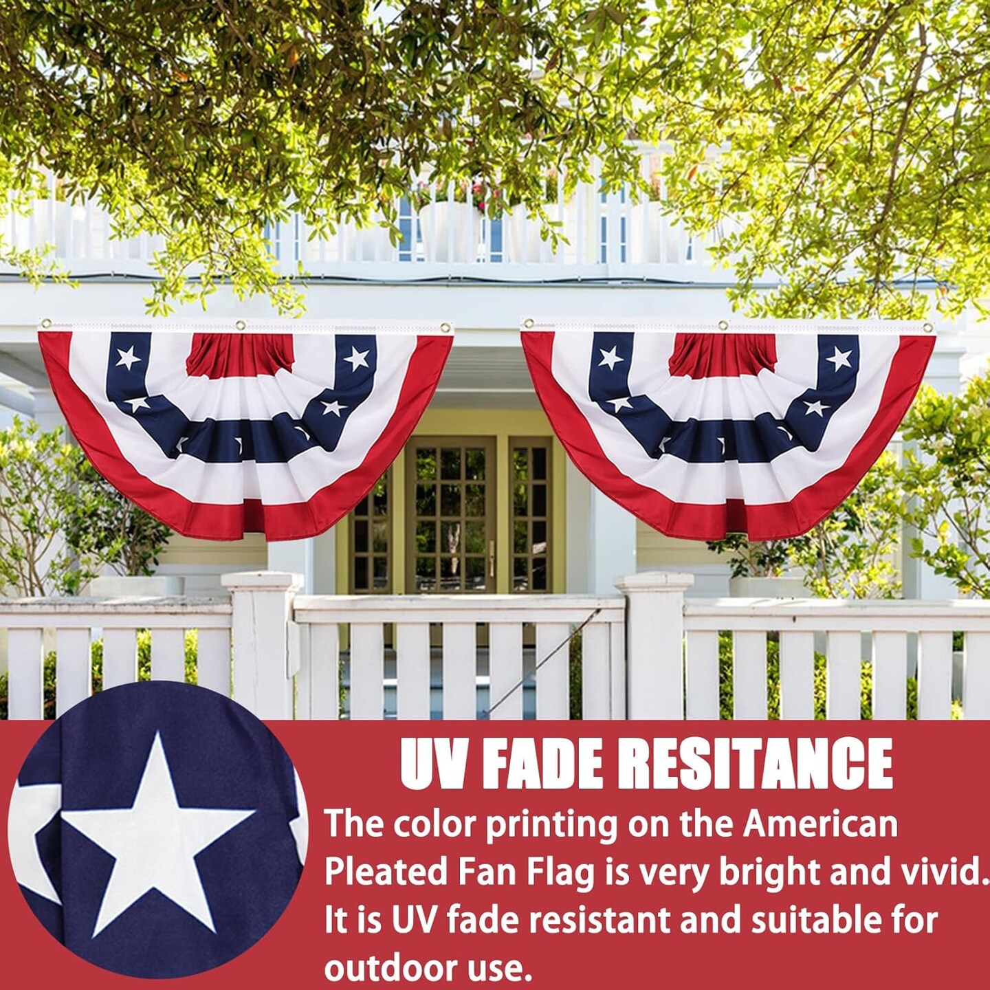 American Pleated Fan Flag, 3 X 6 Ft USA Patriotic Flag Bunting American Flags Patriotic Bunting 4th of July Decorations Patriotic Bunting Red White And Blue Patriotic Decor bunting Flags Outdoor/Outside&#xFF08;Set of 4&#xFF09;