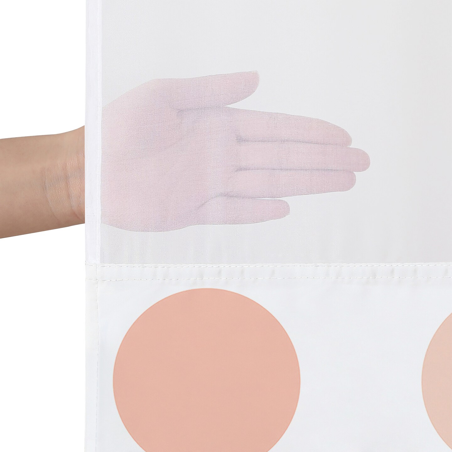 Americanflat 72x75 Hookless Shower Curtain - Polka Dot Green Orange Pink Shower Curtain with Sheer Panel, Snap-In Liner, and Grommets