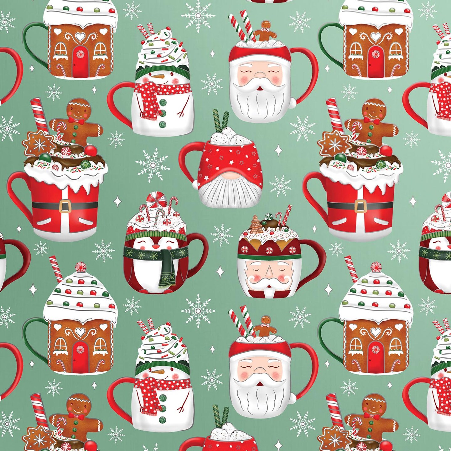 Pack/6 Rolls: Cocoa Christmas Gift Wrap - Jumbo Roll (30&#x22; x 10 ft.)