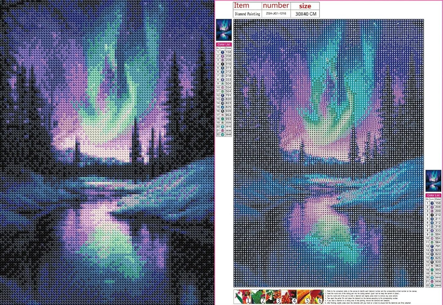Aurora Borealis Diamond Painting Kit for Adults – 5D Full Drill DIY Diamond Art by Number, 12×16 Inches