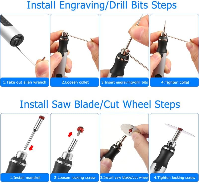 USB Rechargable Engraving Pen with 42 Bits, Mini Electric DIY Engraver Cordless Rotary Tools Portable Engraving Tool for Jewelry Wood Metal Stone Plastic Glass Etching