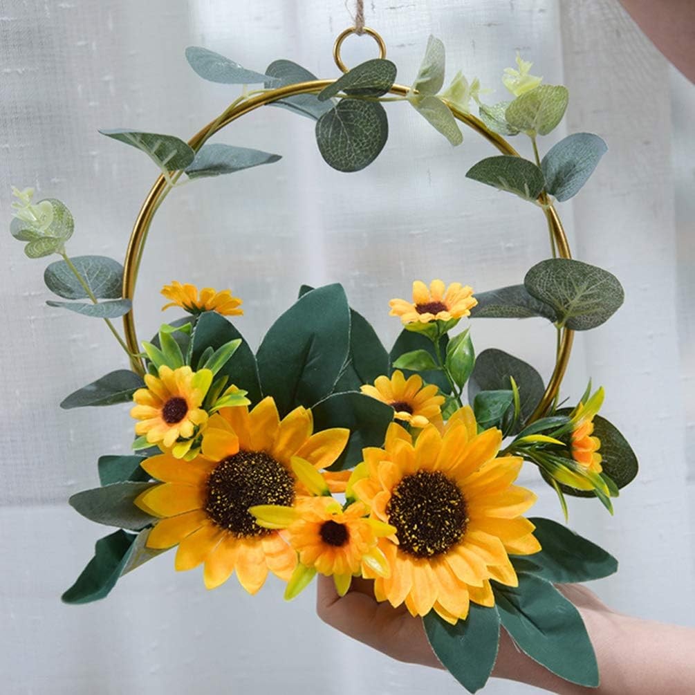 Sunflower Garland Wreath – Artificial Wreath for Summer Wedding, Festival, or Wall Hanging Decoration