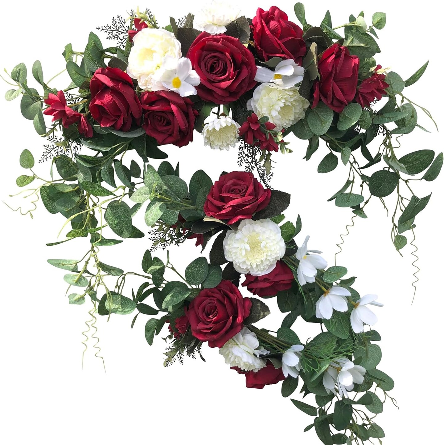 3Pcs Set White Rose Decorative Floral Swags