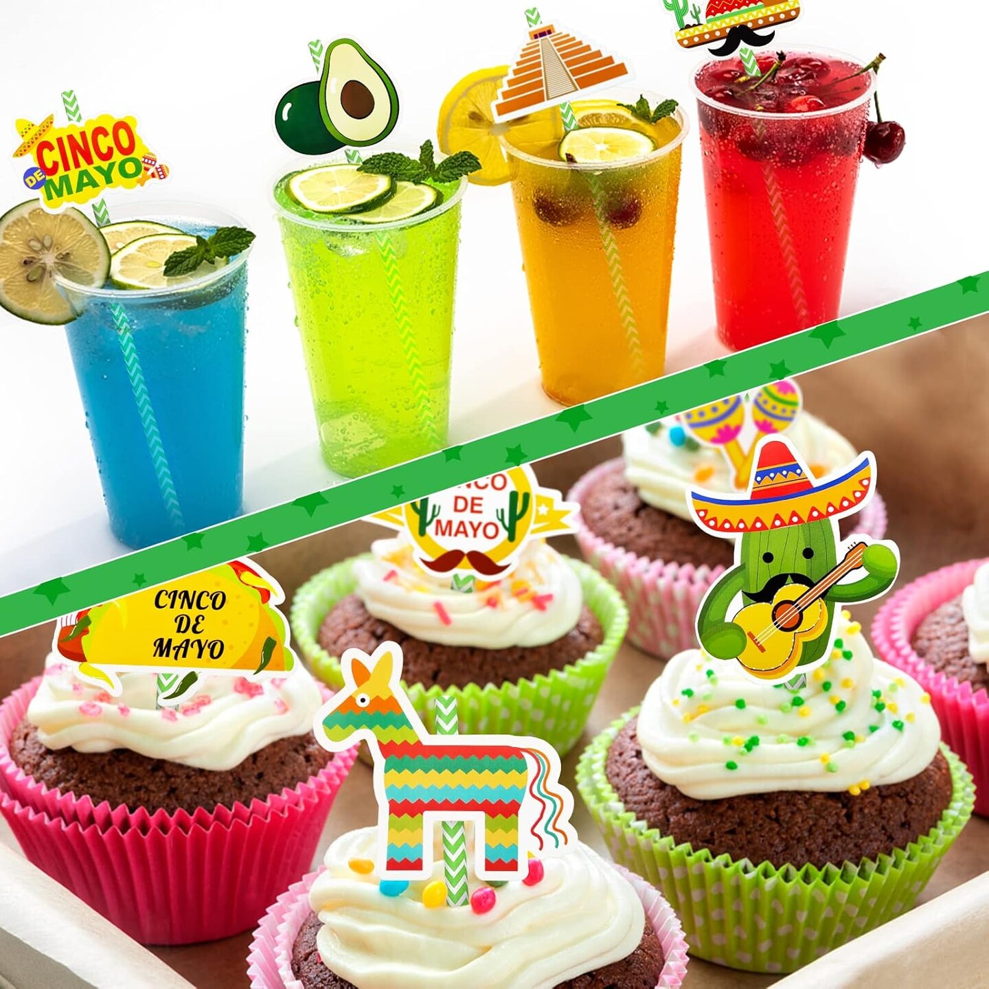 72 Pcs Cinco De Mayo Fiesta Paper Striped Straws Mexican Party Decorations 12 Different Designs for Fun Fiesta Taco Party Supplies Luau Photo Prop Mexican Theme Party Favor Carnival Birthday