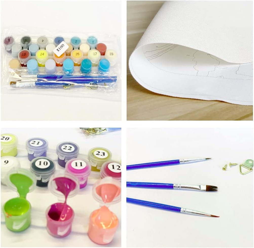 DIY Paint by Numbers Kit for Beginners and Advanced Painters, Oil Painting kit for Adults, Drawing Paintwork with Paintbrushes (No Frame) 16x20 inch