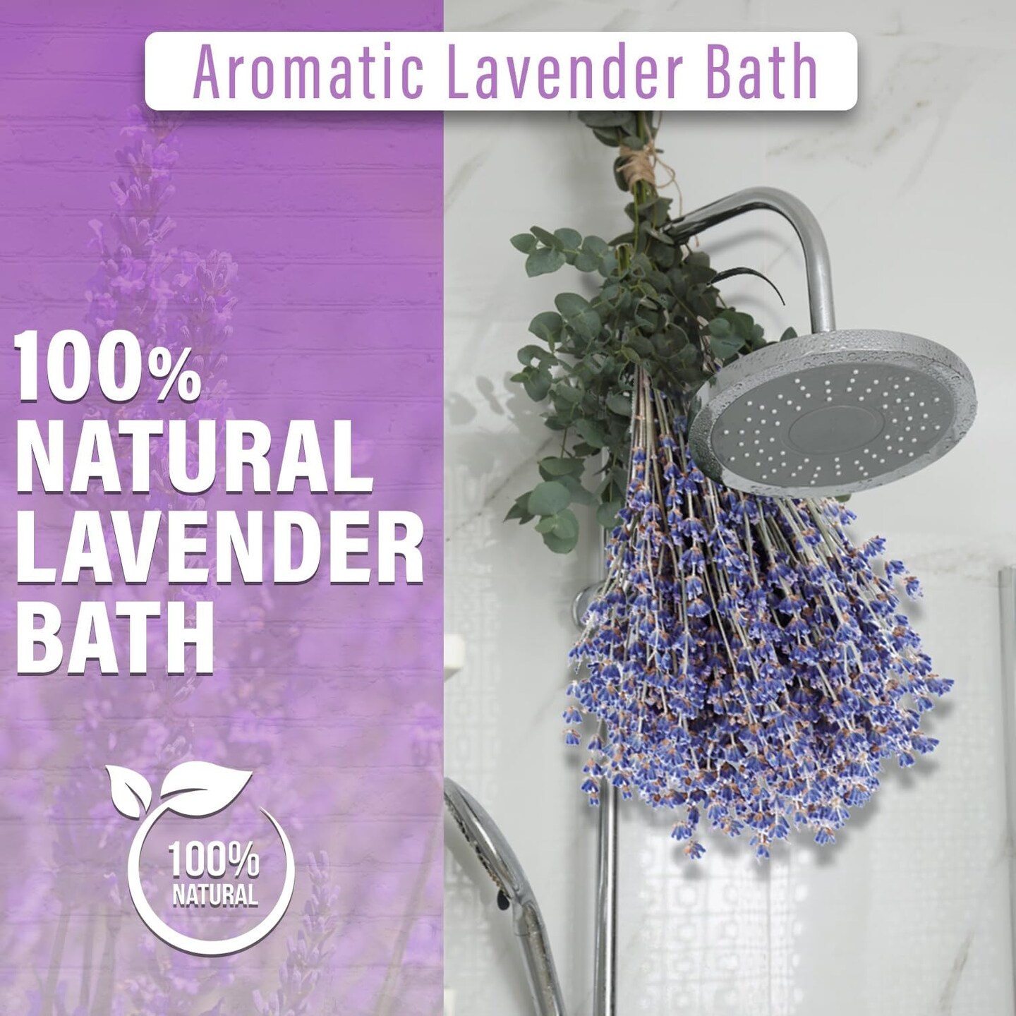 Dried Lavender Bundles - 100% Natural Dried Lavender Flowers with 600 Stems (16-17 Inches) for Home Fragrance, Weddings &#x26; Party Decoration | Bonus Pouch Filled with Dried Lavendar Buds