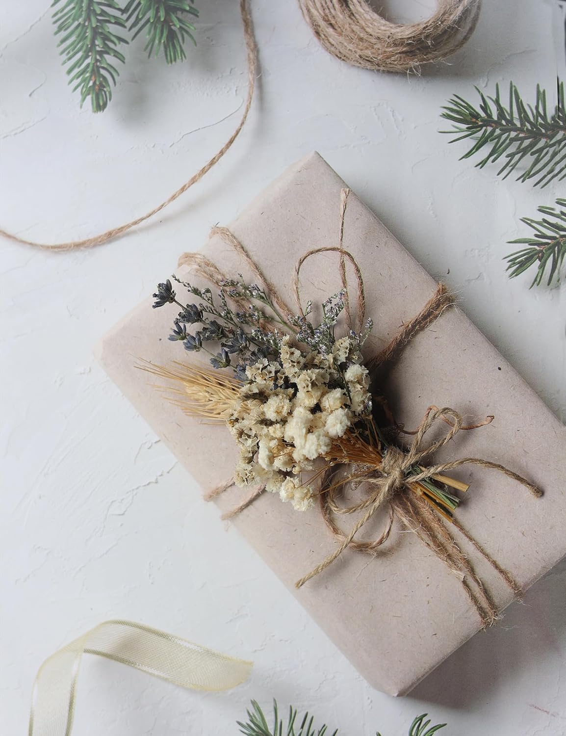 Mini Dried Flower Bouquet Set (12pcs), Cake Bouquet, Dried Flower Decoration, Shooting Prop, Envelope Decoration Dried Flower(Primary Colour)