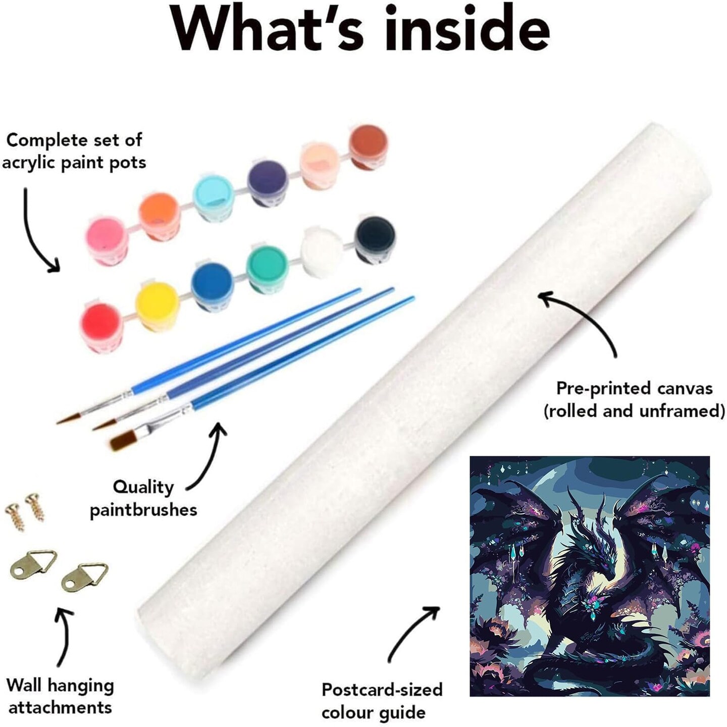 Dragon Paint by Numbers Kit for Adults Beginner Black Dragon Adults&#x27; Paint-by-Number Kits Easy Paint by Number Oil Painting Kit Acrylic On Canvas for Gifts Wall Decor 16x16 Inch