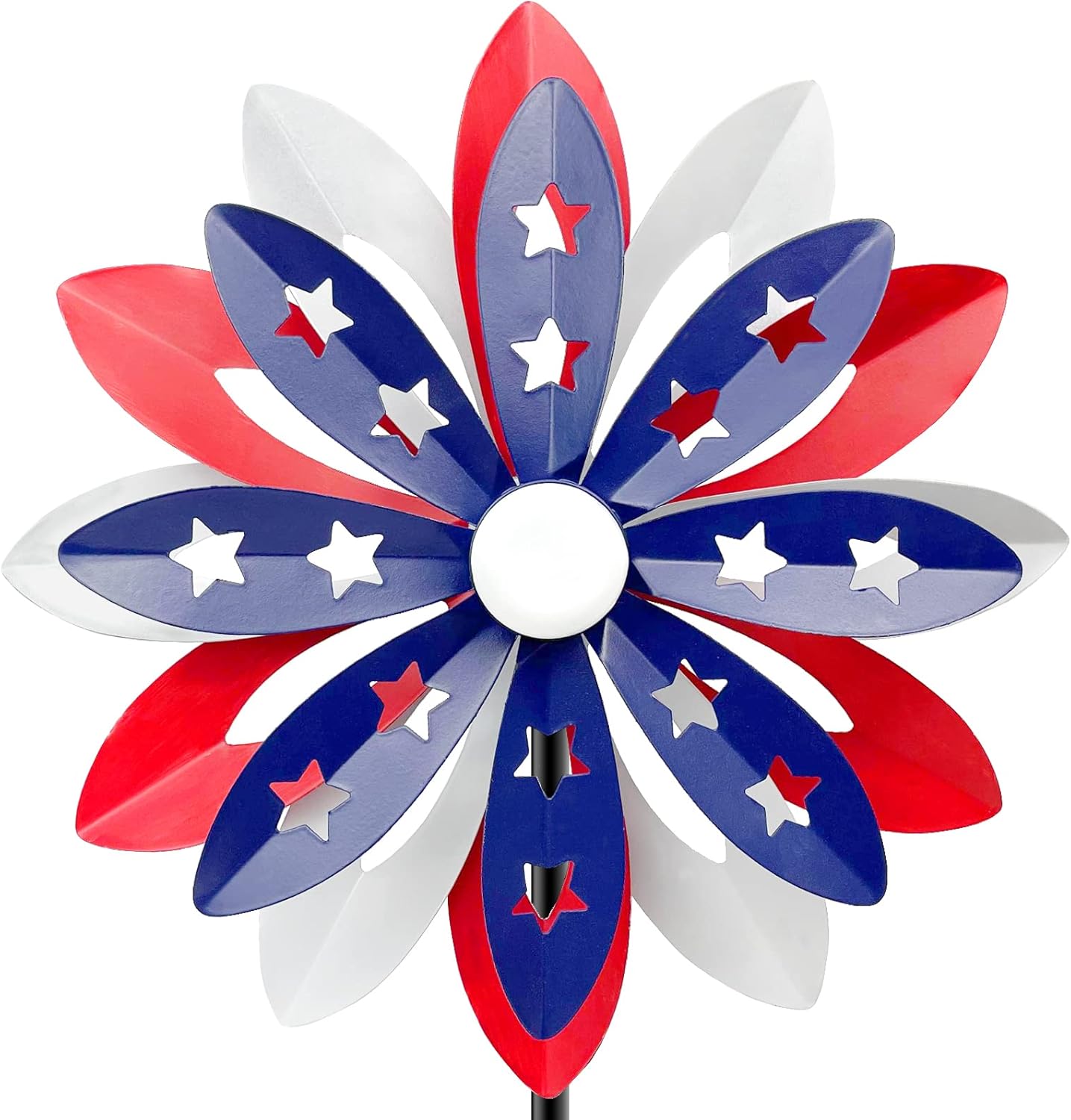 Wind spinners outdoor metal with patriotic, magical garden windmill decor kinetic sculptures for yard garden lawn, American flag pinwheel decorations