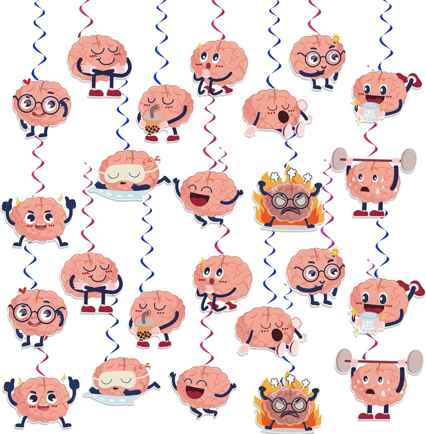 24 Pieces Brain Hanging Swirls Party Decorations
