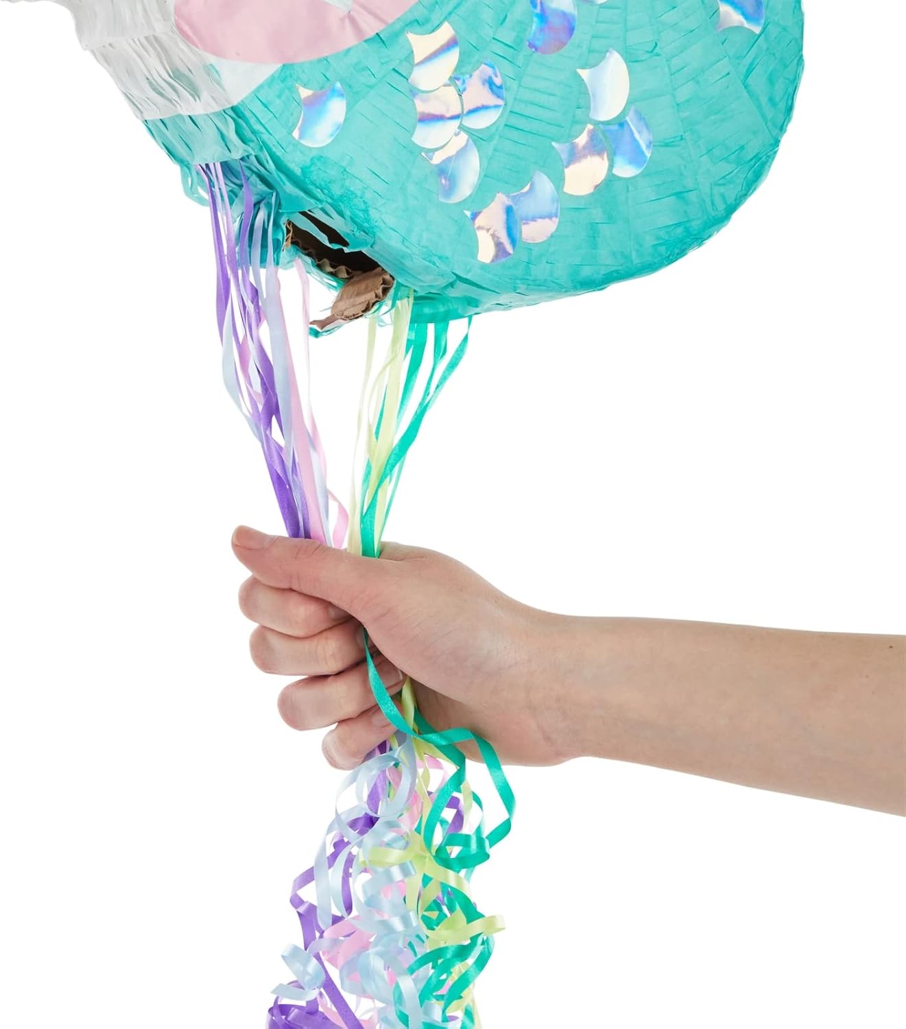 Unicorn Mermaid Pinata - Pull String Pinata for Girls Under the Sea Party Decorations, Rainbow Birthday