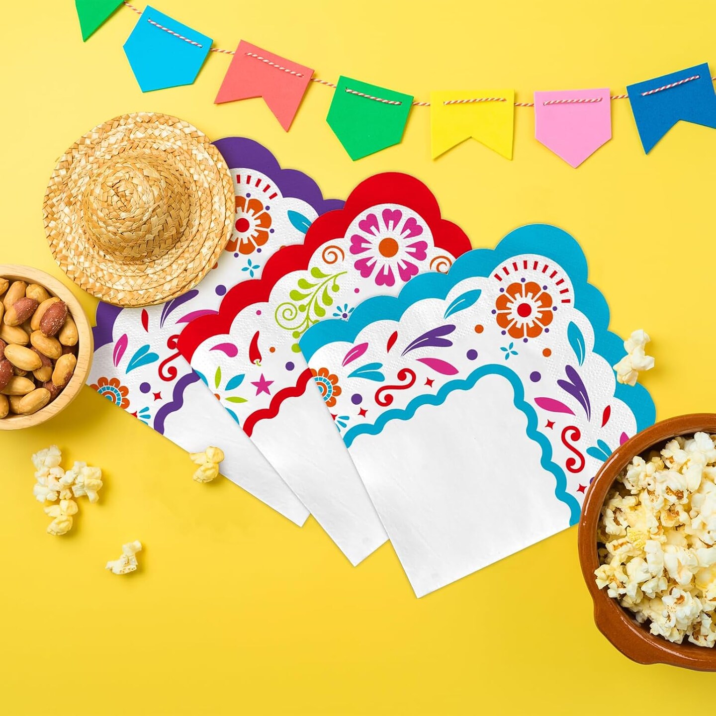Fiesta Party Supplies Kit for 48: Complete Mexican Celebration Pack with Dinner &#x26; Dessert Paper Plates, Napkins -Cinco de Mayo, Taco Birthday &#x26; Mexican Party Decorations