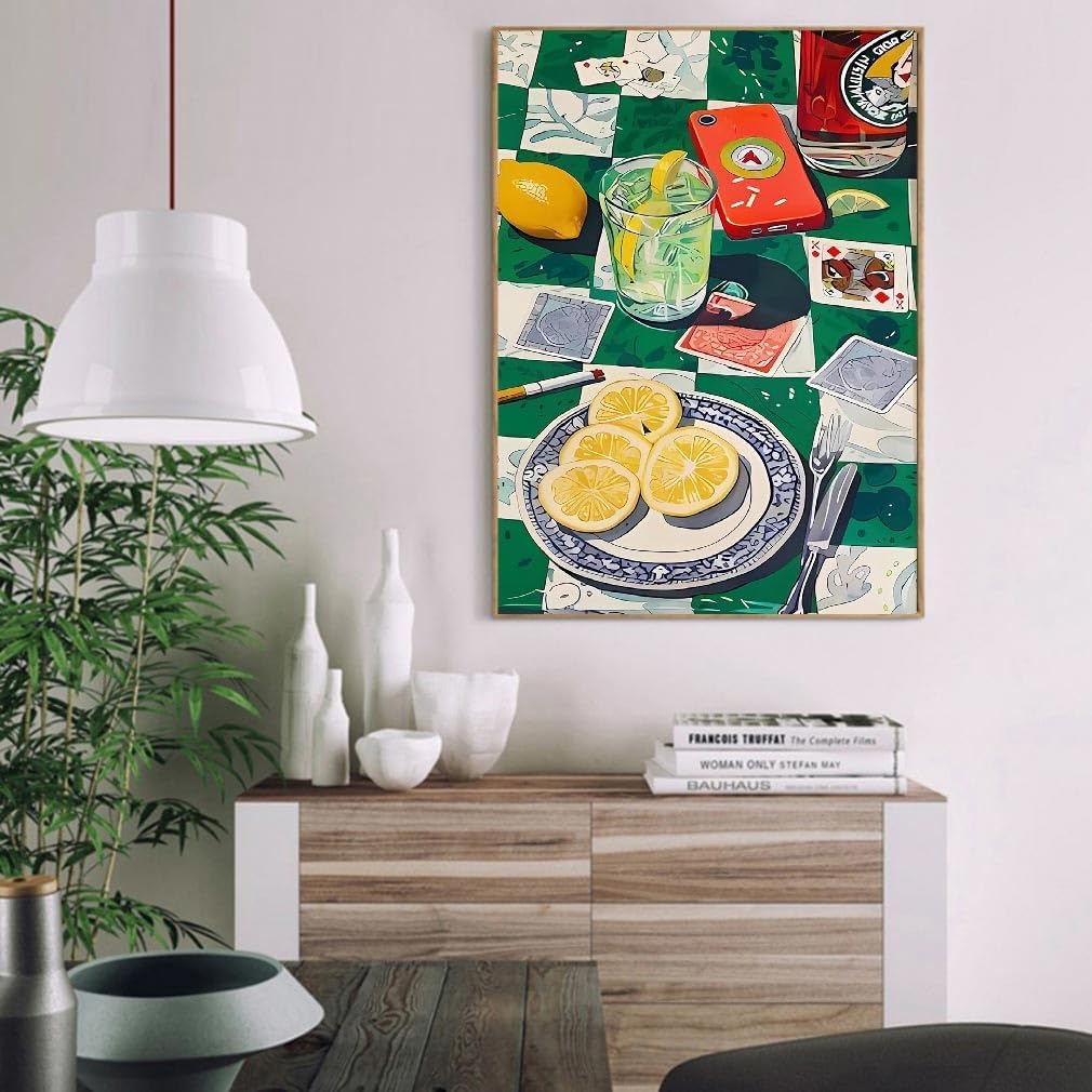 Vintage Poker Paint by Numbers Kit for Adults, Fruit Paint by Numbers Kit for Adults Beginner, DIY Acrylic Watercolor Paint by Numbers Kits on Canvas Without Frame for Home Wall Decor