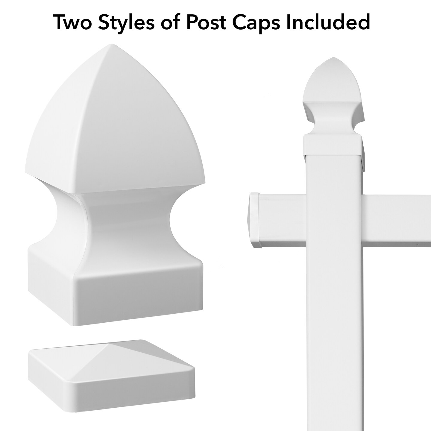 Casafield Real Estate Sign Post for Open House and Yard Sale Signs with Flat Cap and Gothic Cap Options - Vinyl PVC - White