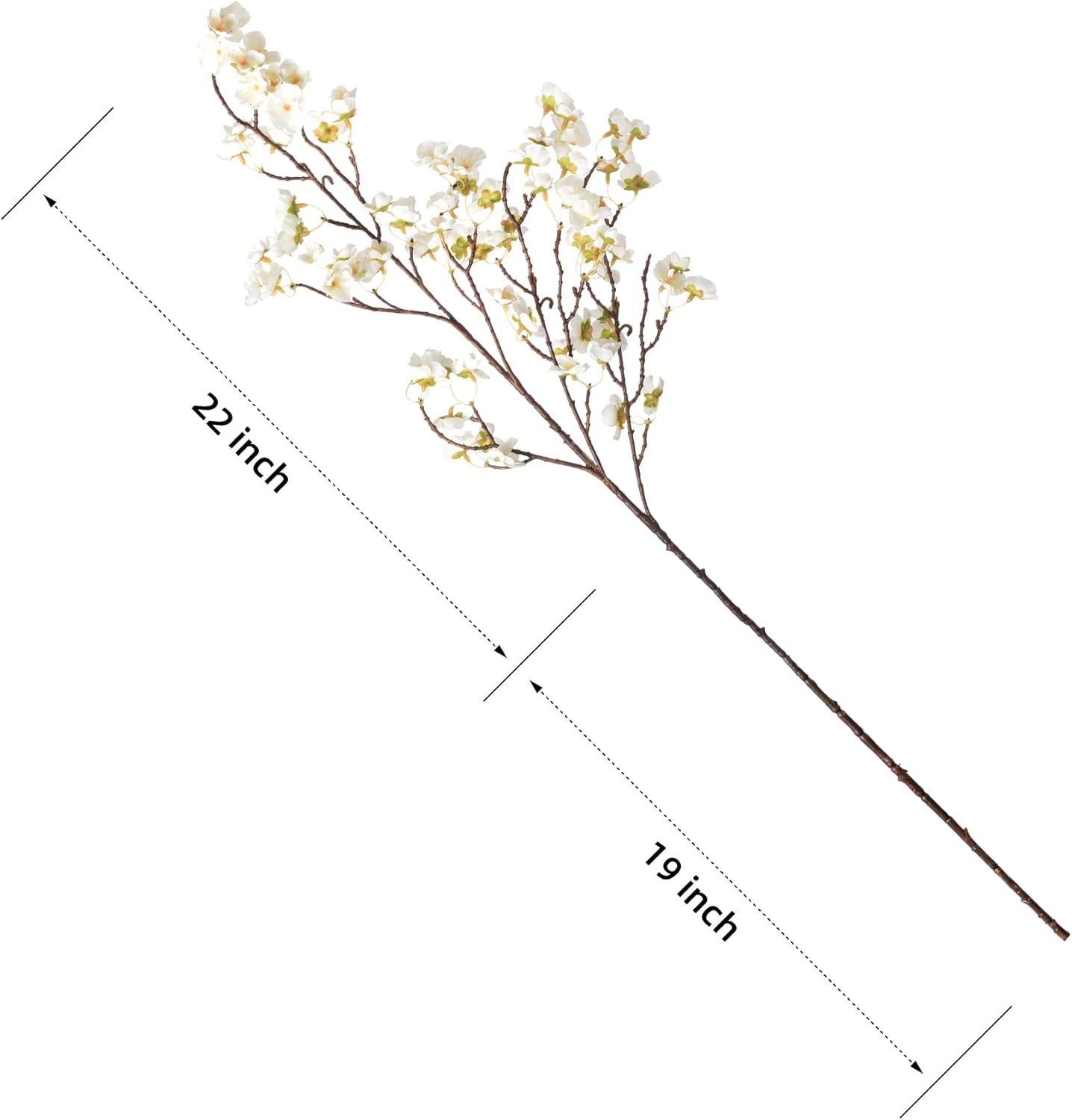 4 Pcs Summer Floral Arrangement – Artificial Cherry Blossom Flower Branches, Bulk Silk Faux Flowers Real Touch Bouquet for Home Decor, Vase Not Included (White)