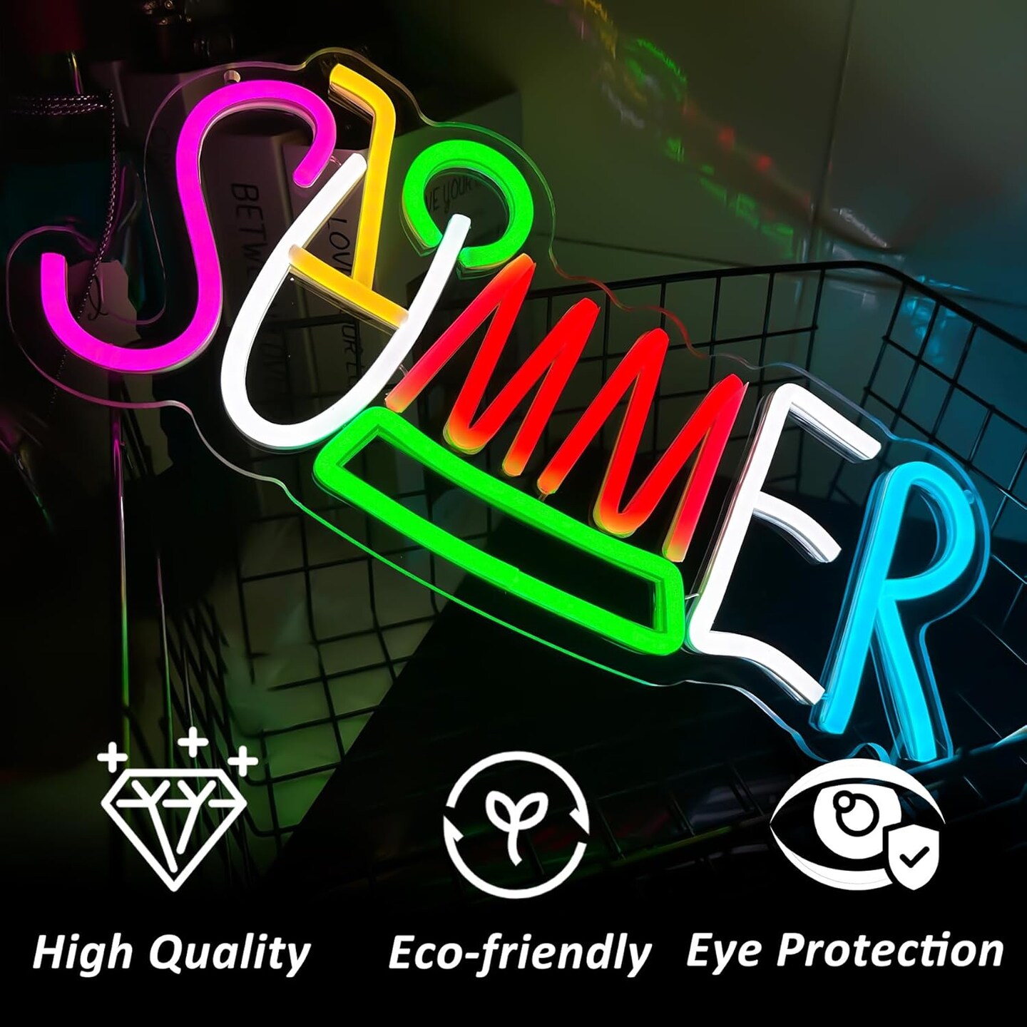 Summer Neon Surf Wave Sign &#x2013; USB Powered Tropical LED Wall Decor for Bar, Game Room &#x26; Living Room