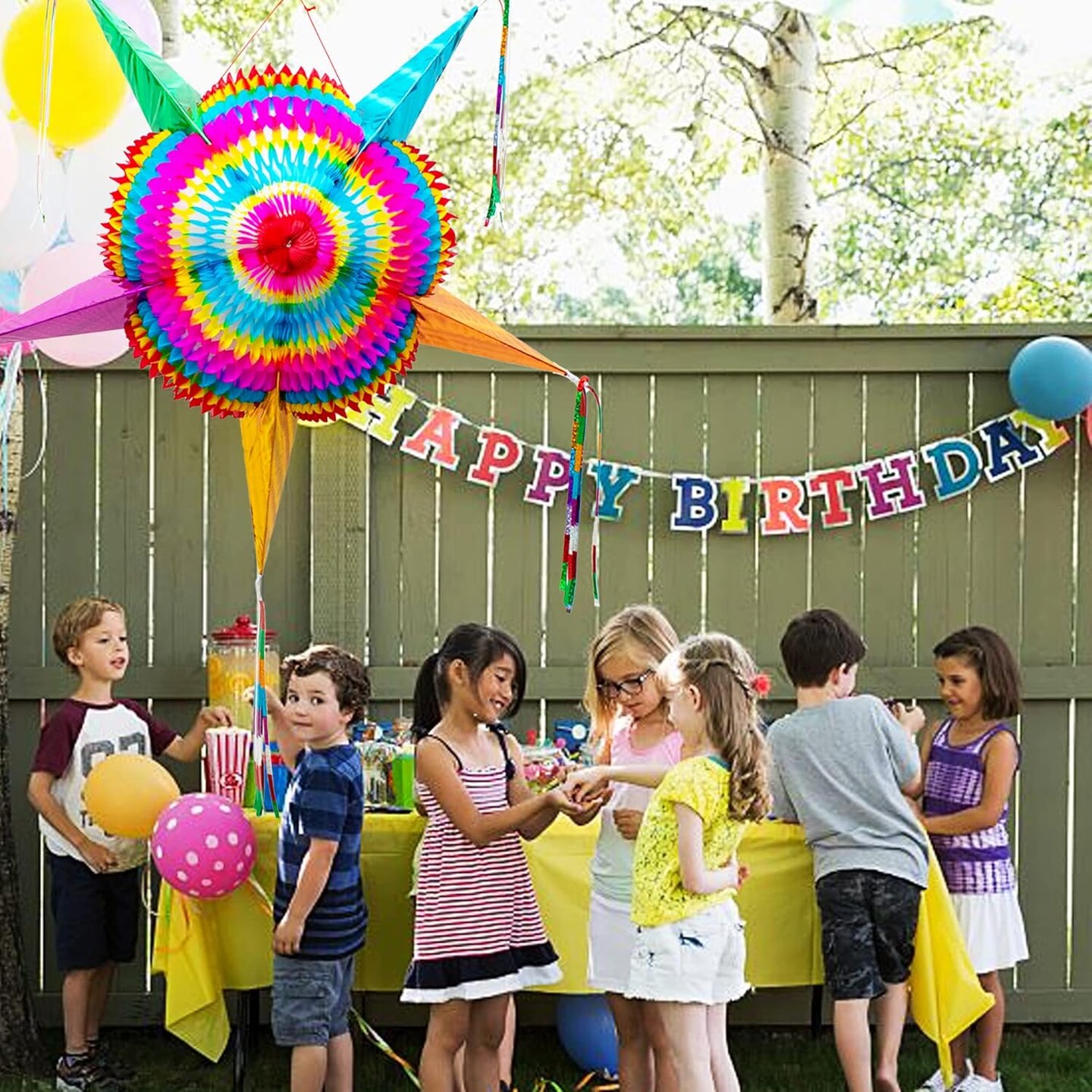 Mexican Piñata (Large 32 inches) - Authentic Handmade Foldable Large Pinata for Birthday Party - Piñatas para Cumpleaños - Fiesta Piniata - Mexican Star Pinata - Cinco de Mayo Pinatas