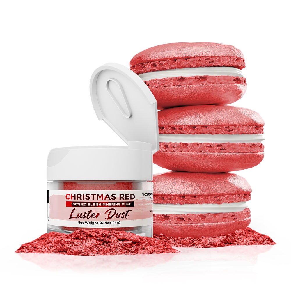Bakell - Christmas Red Luster Dust (4g, 1x Jar) Edible Vegan Dust &#x26; Paint for Baking, Desserts and Beverages