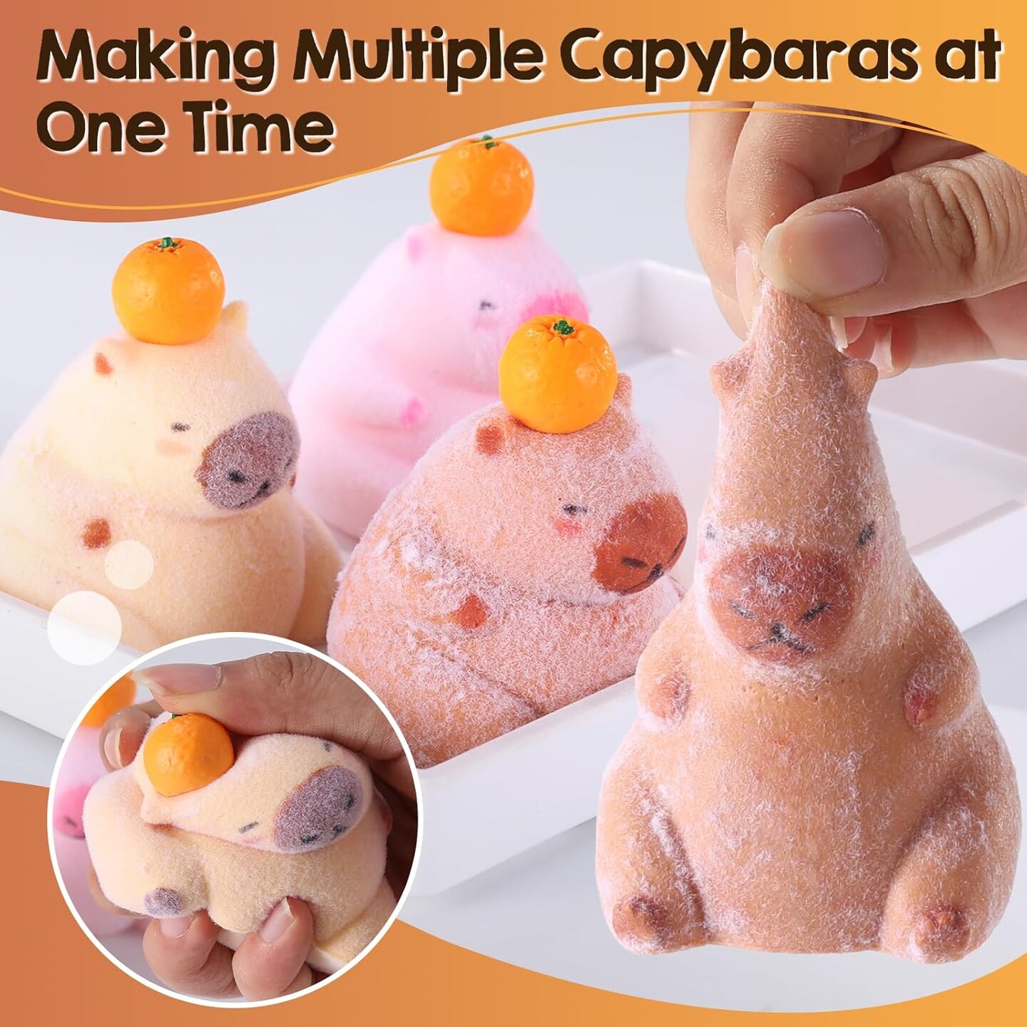 LET&#x27;S RESIN 4 Pcs Capybara Silicone Molds for Taba Squishy, Resin Casting, Effortless Demolding Molds for Stress Relief DIY Decompression Gift Home Decor