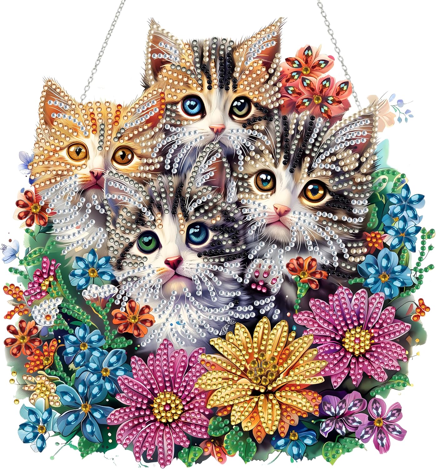 Diamond Painting Kit for Adult,Special Shaped Rhinestone,DIY Acrylic Diamond Art Painting Window Pendants Home Garden Wall Hanging Kits Hanging Ornament,Double Sided (Cat)