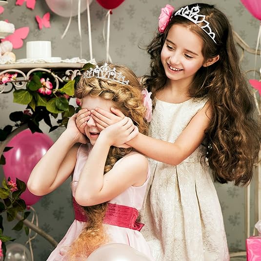 20 Pieces Girls Tiara Crown Silver Princess Crowns Girls Crystal Tiaras for Wedding Birthday Party