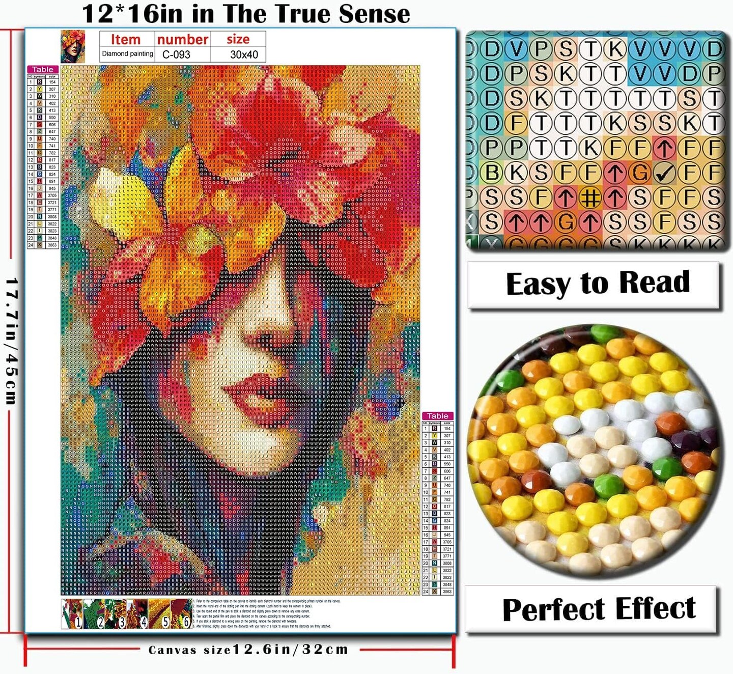 Diamond Painting Kits for Adults - Woman's Flower DIY 5D Diamond Art Kits Full Drill Diamond Dots Paintings with Diamonds Gem Art and Crafts Home Decor 12x16inch