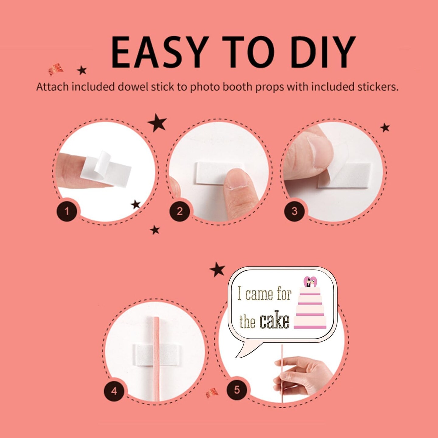 Photo Booth Props, 31Pcs Set of Wedding Party Supplies & Decorations, Selfie Station With Real Glitter Cute Backdrop