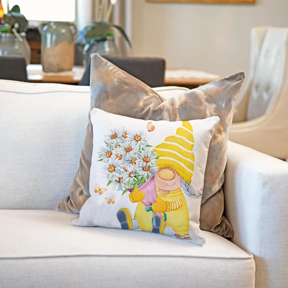 Outdoor Yellow Throw Pillow Covers 18x18 Set of 4 Spring Summer Decorative Cushion Cases Home Décor Decorations for Patio Couch Chair Sofa